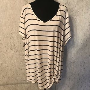 MAURICES Off White and Black Striped Top